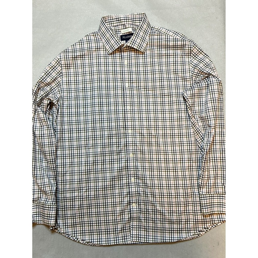 JosABank Tailored Fit Check Button Down Shirt Mens XL Multi Color Cotton Stretch